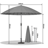 Angel Living Sonnenschirm Fiberglas 250cm mit Neigbar,UV 50+ Kurbelschirm Balkonschirm Marktschirm für Garten & Balkon