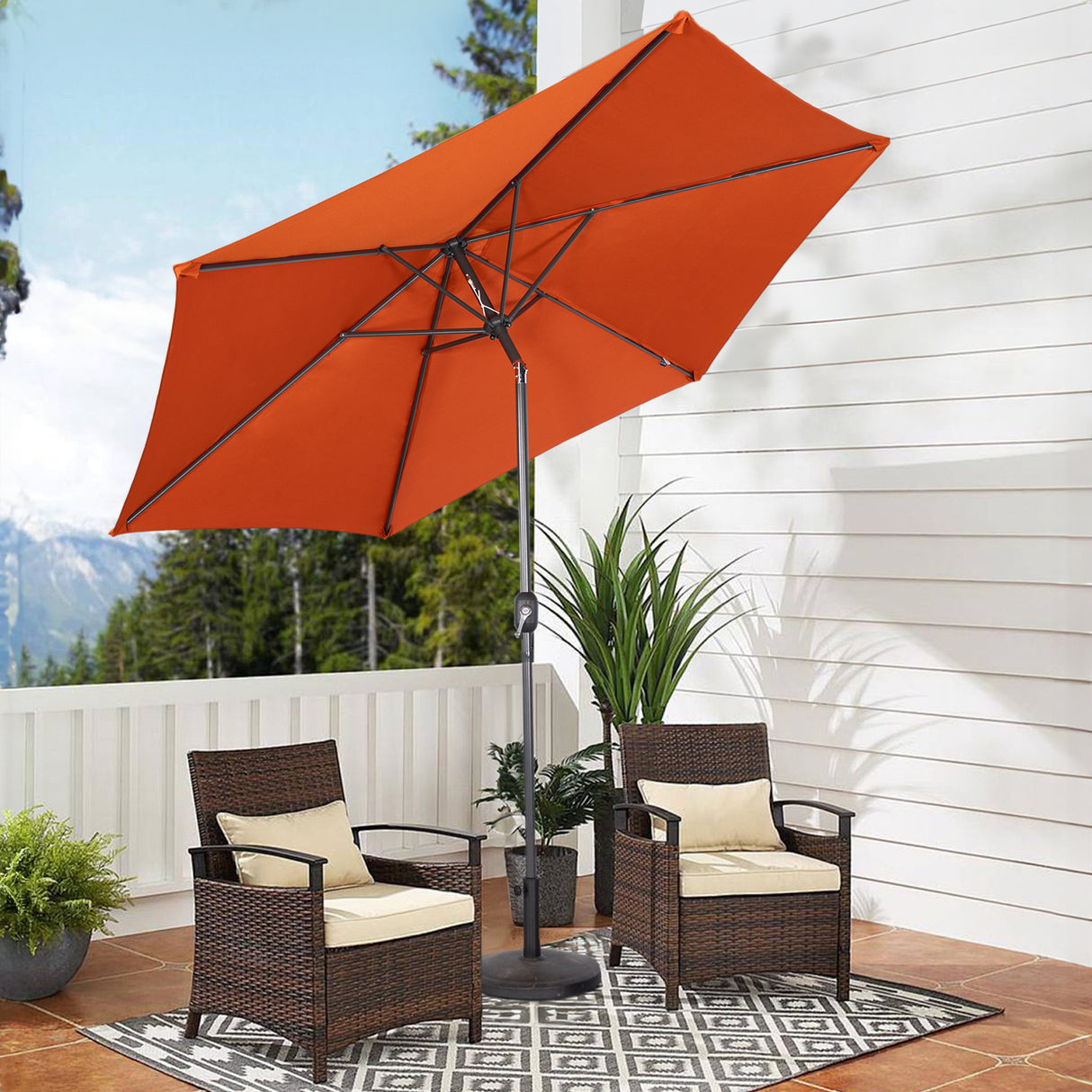 Angel Living Sonnenschirm Ø 300 cm Gartenschirm Marktschirm Terrassenschirm Taupe Rund Sonneschirm Sonnenschutz aus Metall und Polyester UV50+