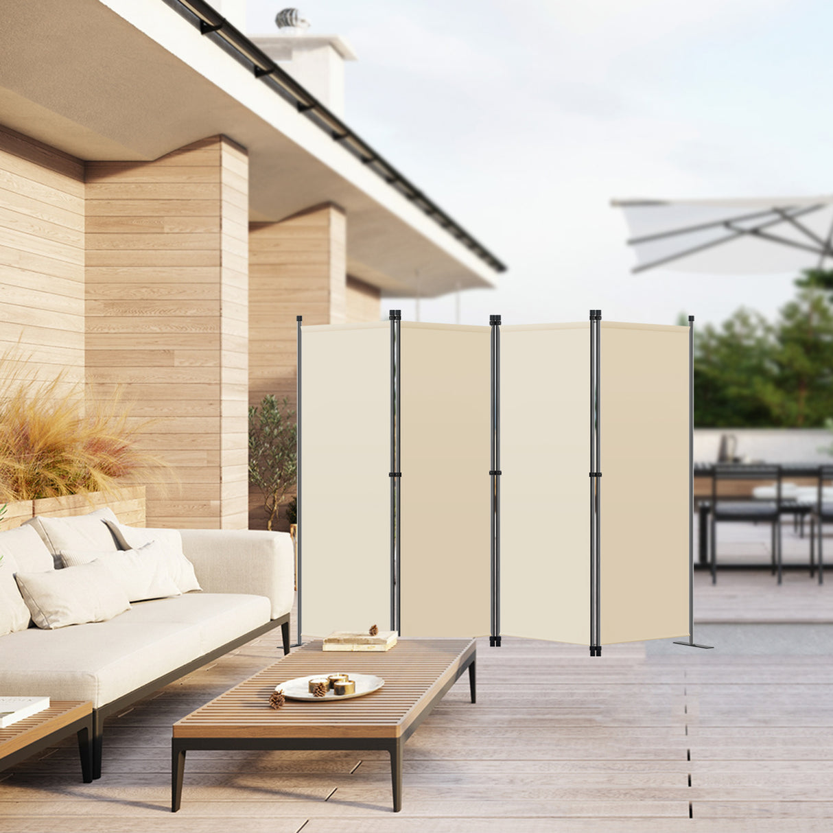 Angel Living Paravant 4pcsper écran, écran pliant Espace diviseur protection oculaire en acier et polyester