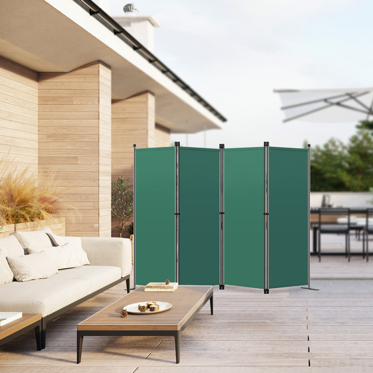 Angel Living Paravant 4pcsper écran, écran pliant Espace diviseur protection oculaire en acier et polyester