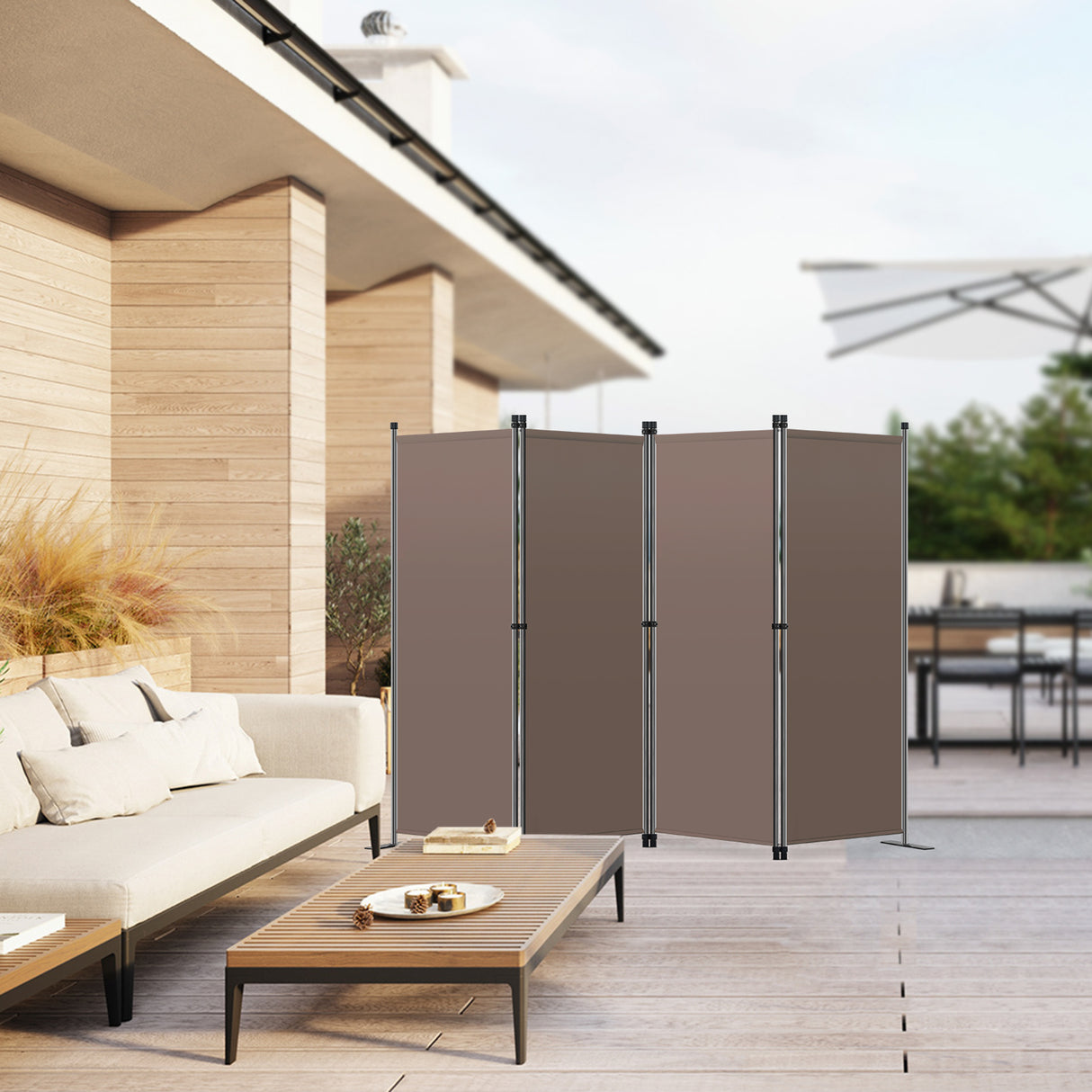 Angel Living Paravant 4pcsper écran, écran pliant Espace diviseur protection oculaire en acier et polyester