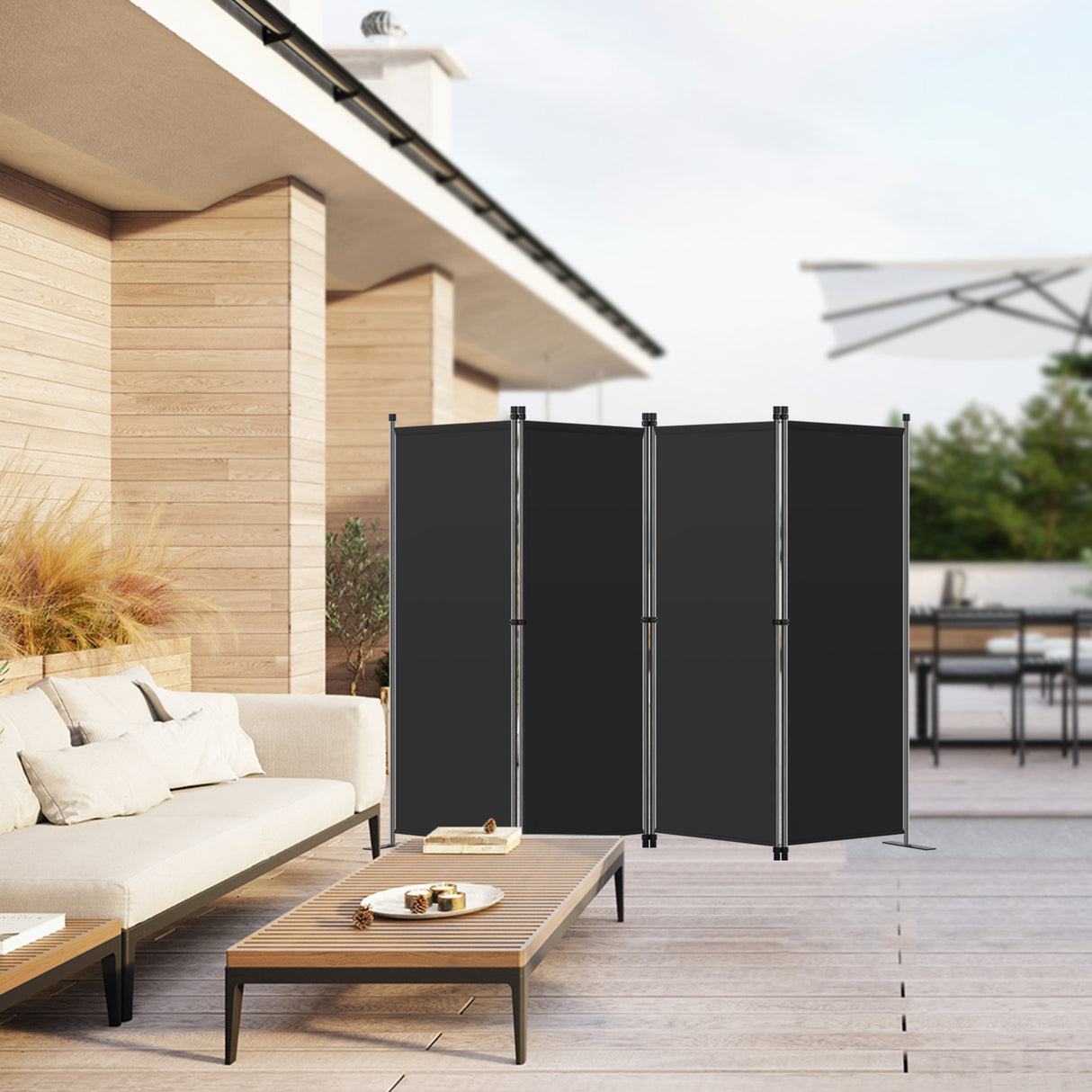 Angel Living Paravant 4pcsper écran, écran pliant Espace diviseur protection oculaire en acier et polyester