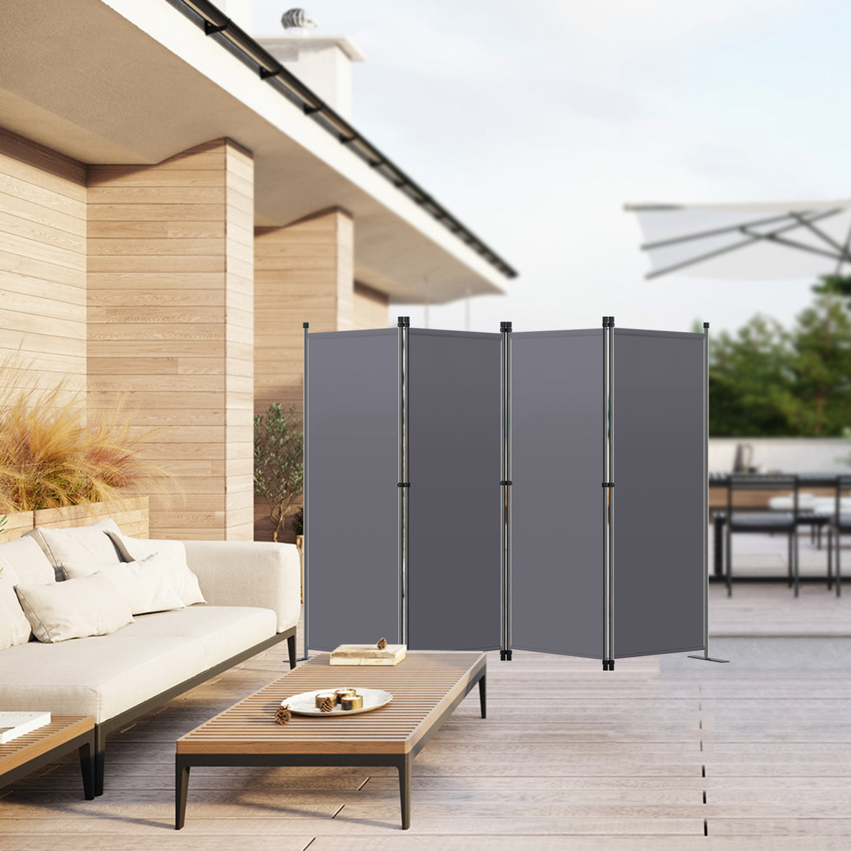 Angel Living Paravant 4pcsper écran, écran pliant Espace diviseur protection oculaire en acier et polyester