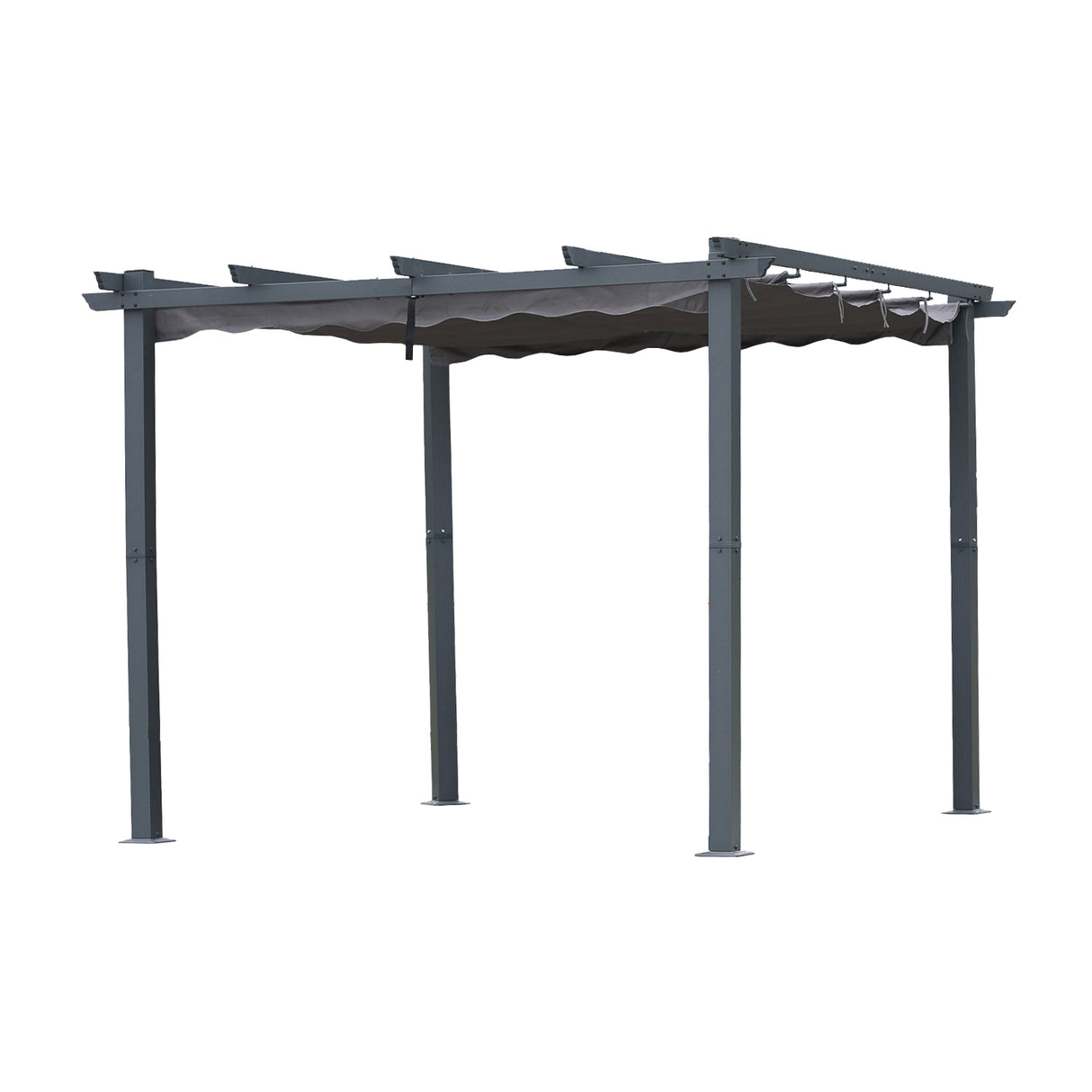 Pergola aus Aluminium in anthrazit, Dachrohre aus Stahl, Verstellbares Dach aus Polyester