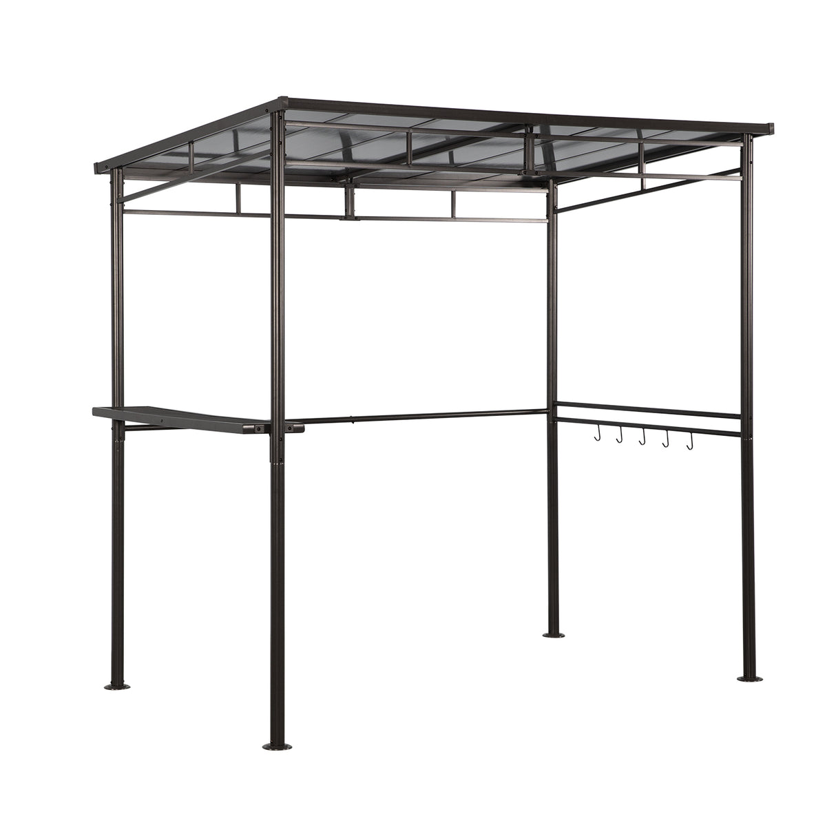 Angel Living Grillpavillon aus Aluminium und Stahl mit PC-Dach, Aluminium-Vordach mit Dunstabzugshaube, Pergola-Pavillon für den Grill mit Stauraum, 1,5 x 2,16 m