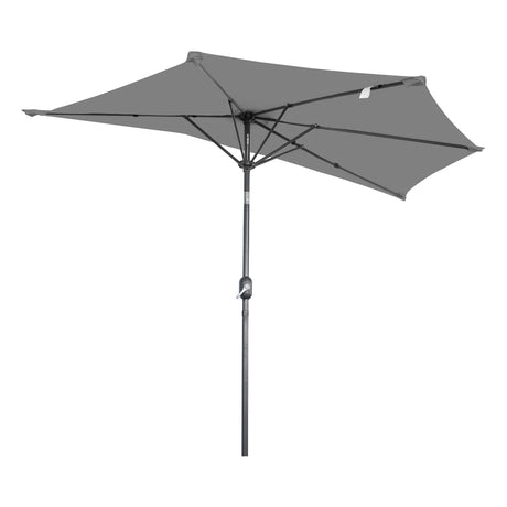 Angel Living 2.7M Halber Sonnenschirm mit Kurbel und Neigbar, UV-Schutz Marktschirm für Terrasse,Poolbereich,Balkon & Garten