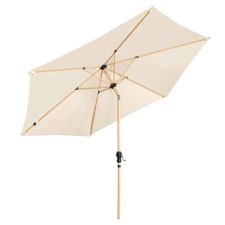 Angel Living Sonnenschirm Ø 270 cm Gartenschirm Marktschirm Terrassenschirm Taupe Rund Sonneschirm Sonnenschutz aus aus Metall, Stahl und Polyester UV50+