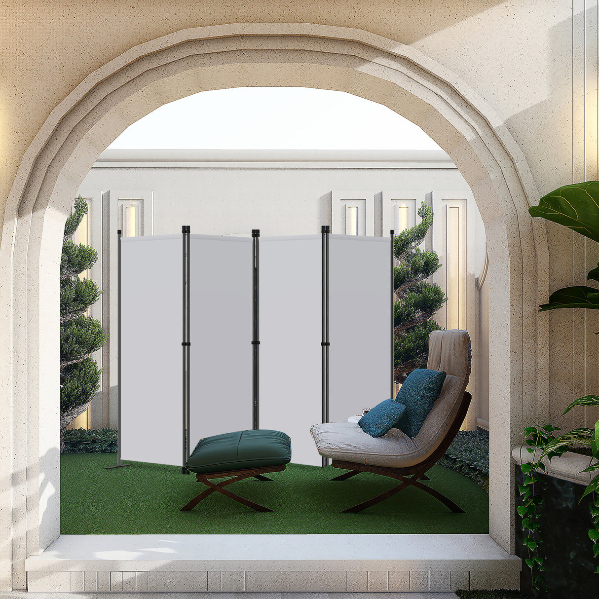 Angel Living Paravant 4pcsper écran, écran pliant Espace diviseur protection oculaire en acier et polyester
