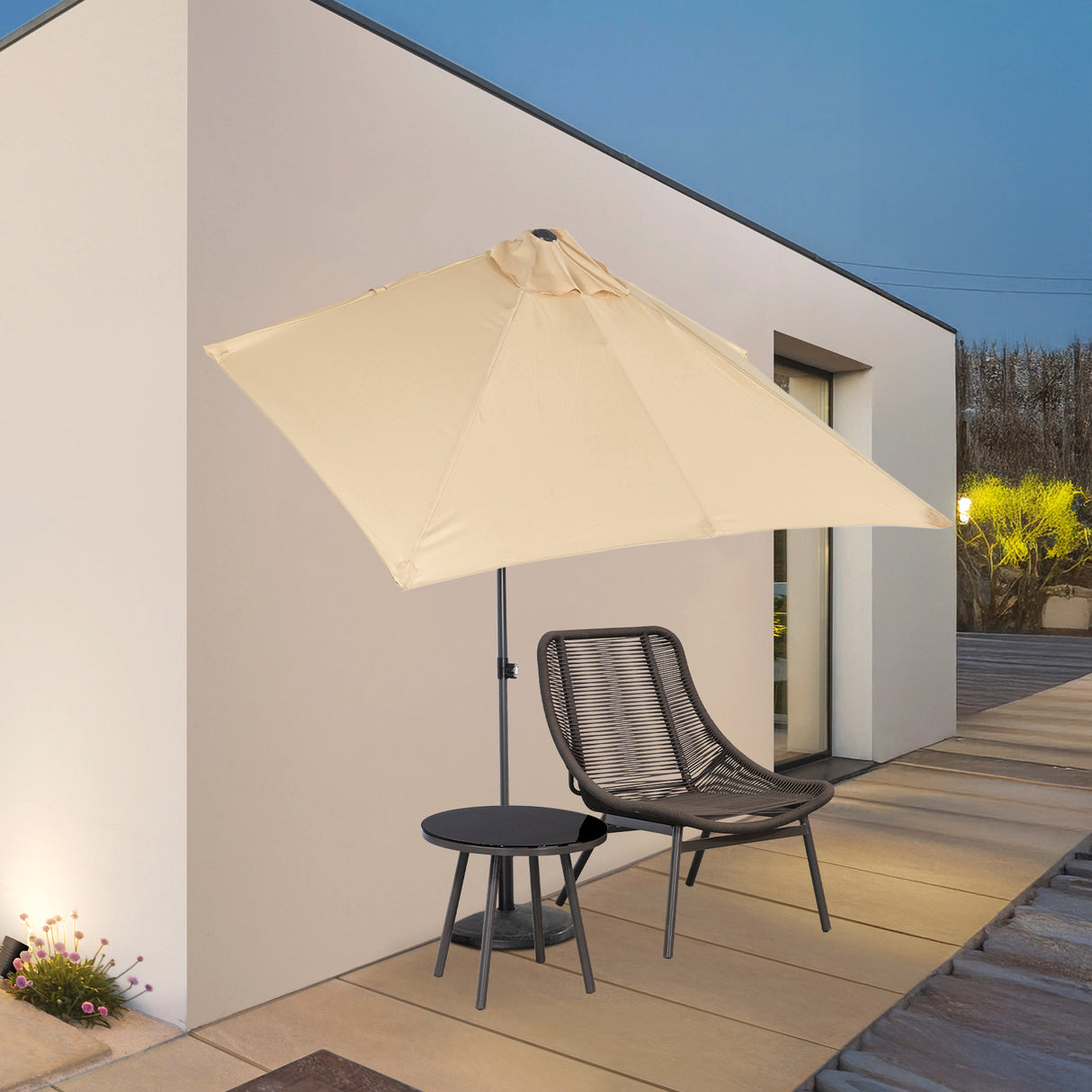 Angel Living Halbrunder Sonnenschirm 235x122cm für Balkon & Terrasse, Schwenkbar links/rechts, Aluminium-Kurbel, UV-Schutz