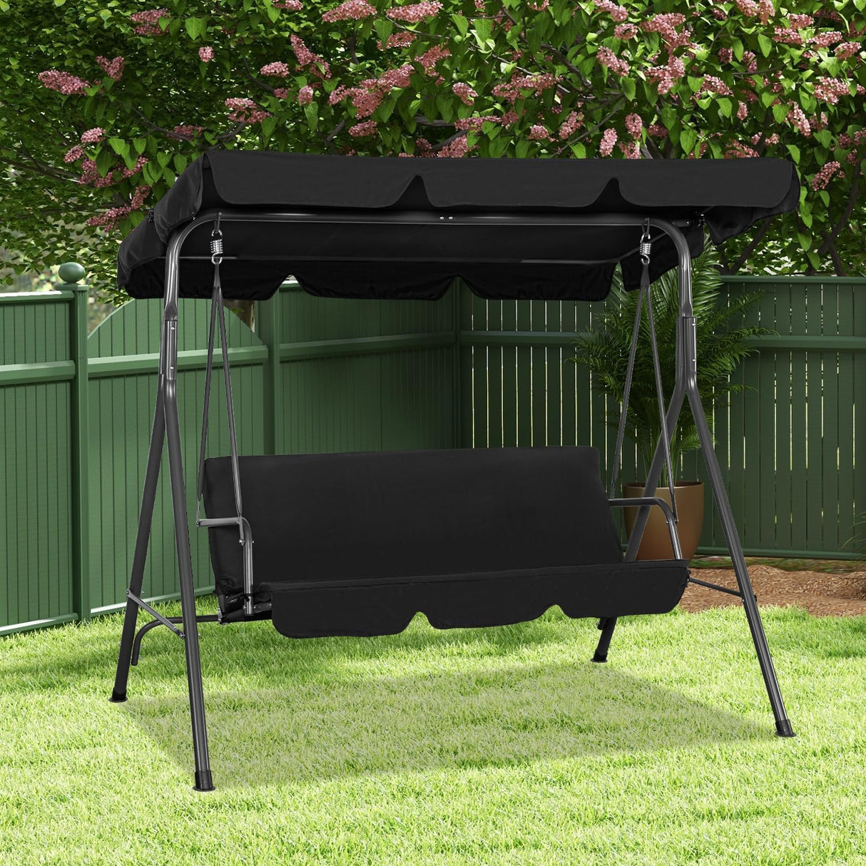 Hollywoodschaukel Gartenschaukel 3 Sitzer mit Sonnenschutz 173x110x151cm