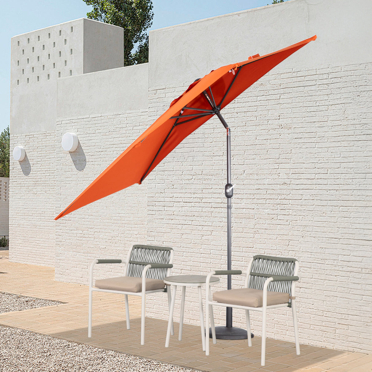 Angel Living Halbrunder Sonnenschirm 235x122cm für Balkon & Terrasse, Neigt Vorwärts/Rückwärts, Aluminium-Kurbel, UV-Schutz, Ideal für Garten, Terrasse, Balkon und Außenbereich
