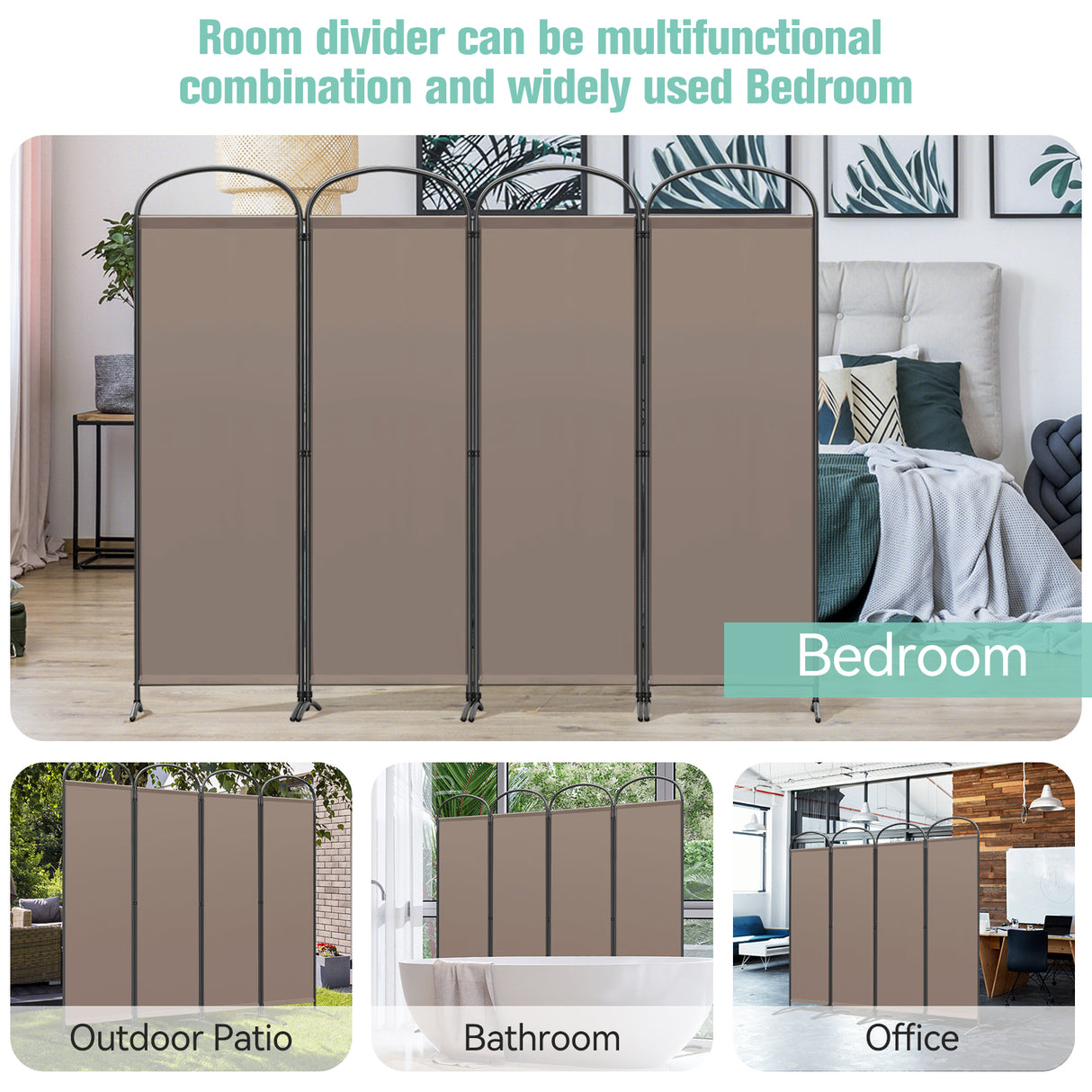 Angel Living Paravent 4tlg 225X185CM Bogenparavent Sichtschutz Raumteiler