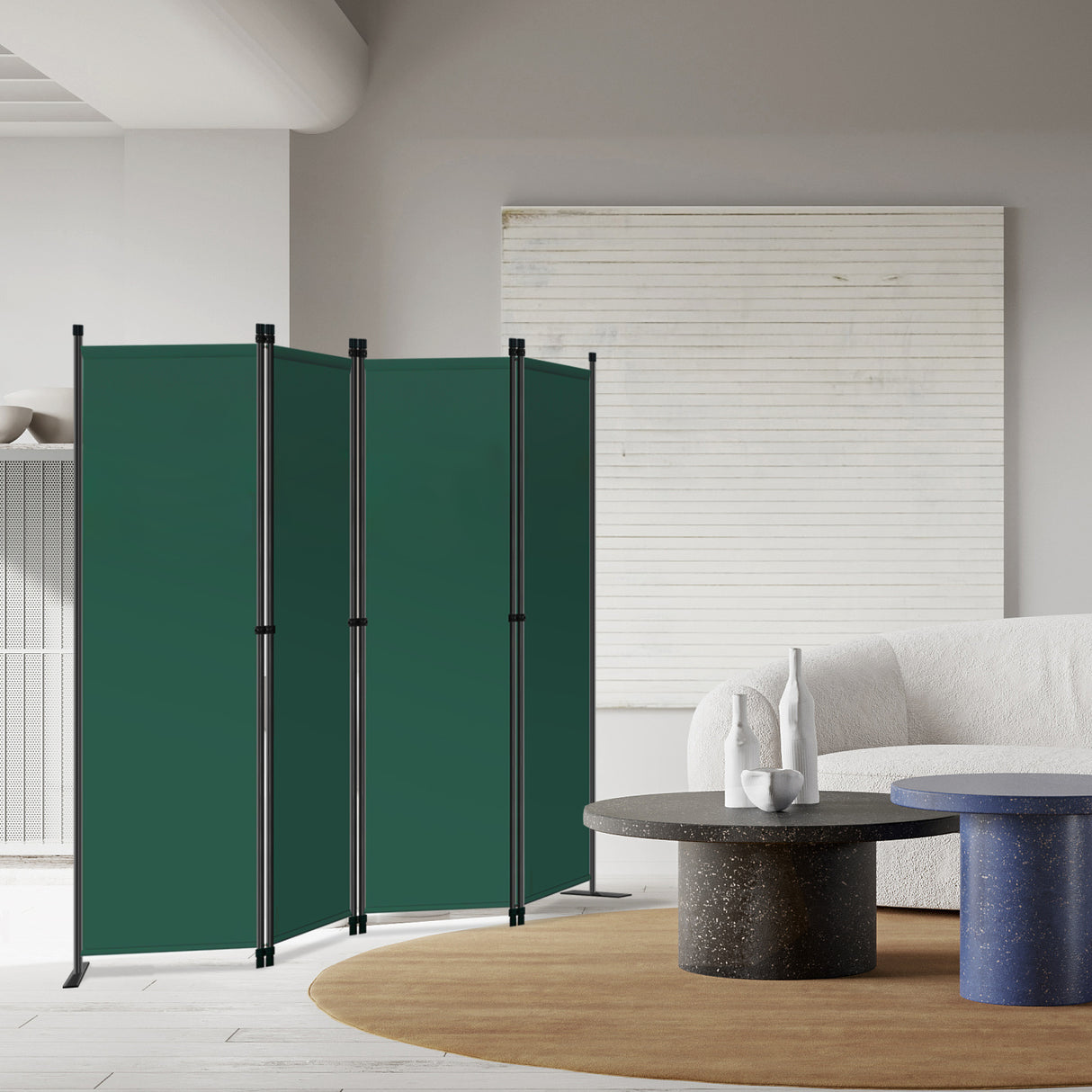 Angel Living Paravant 4pcsper écran, écran pliant Espace diviseur protection oculaire en acier et polyester