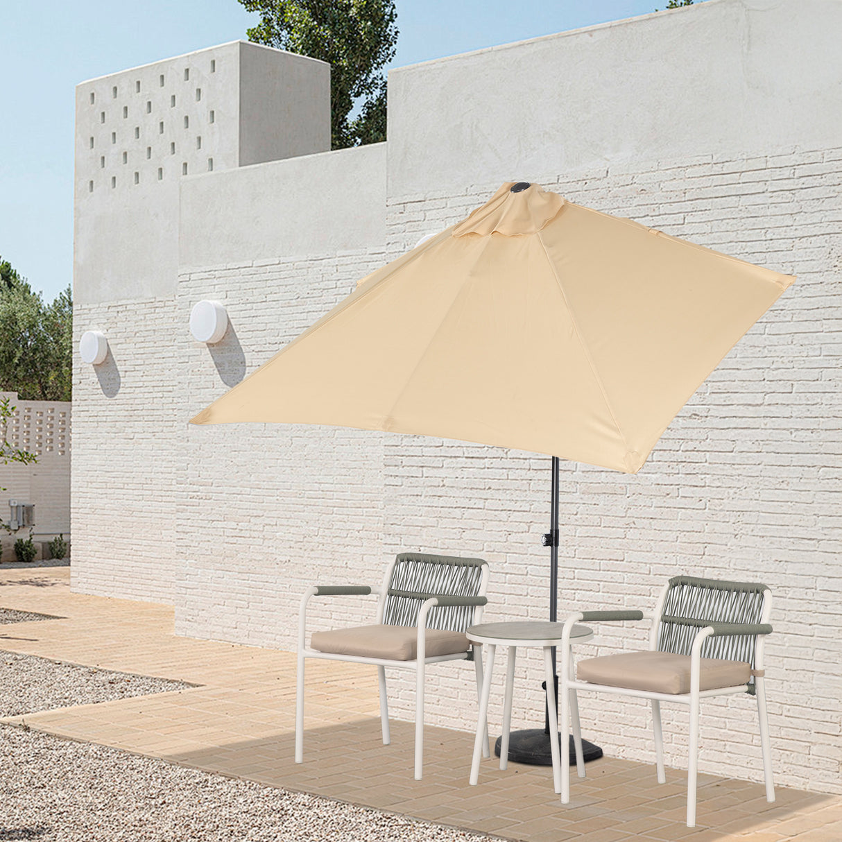 Angel Living Halbrunder Sonnenschirm 235x122cm für Balkon & Terrasse, Schwenkbar links/rechts, Aluminium-Kurbel, UV-Schutz