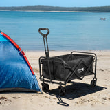 Angel Living Bollerwagen Faltbar 200L mit Tragkraft bis 100KG, Handwagen Klappbar, Faltbarer Campingwagen mit Höhenverstellbarem Griff, Leicht und Platzsparend, Stabil, 600D Oxford-Gewebe, Schwarz
