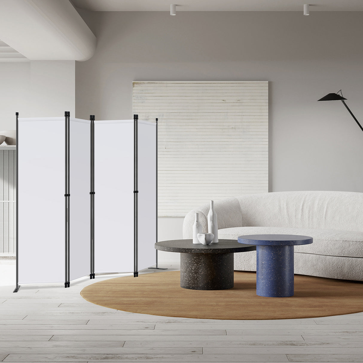 Angel Living Paravant 4pcsper écran, écran pliant Espace diviseur protection oculaire en acier et polyester