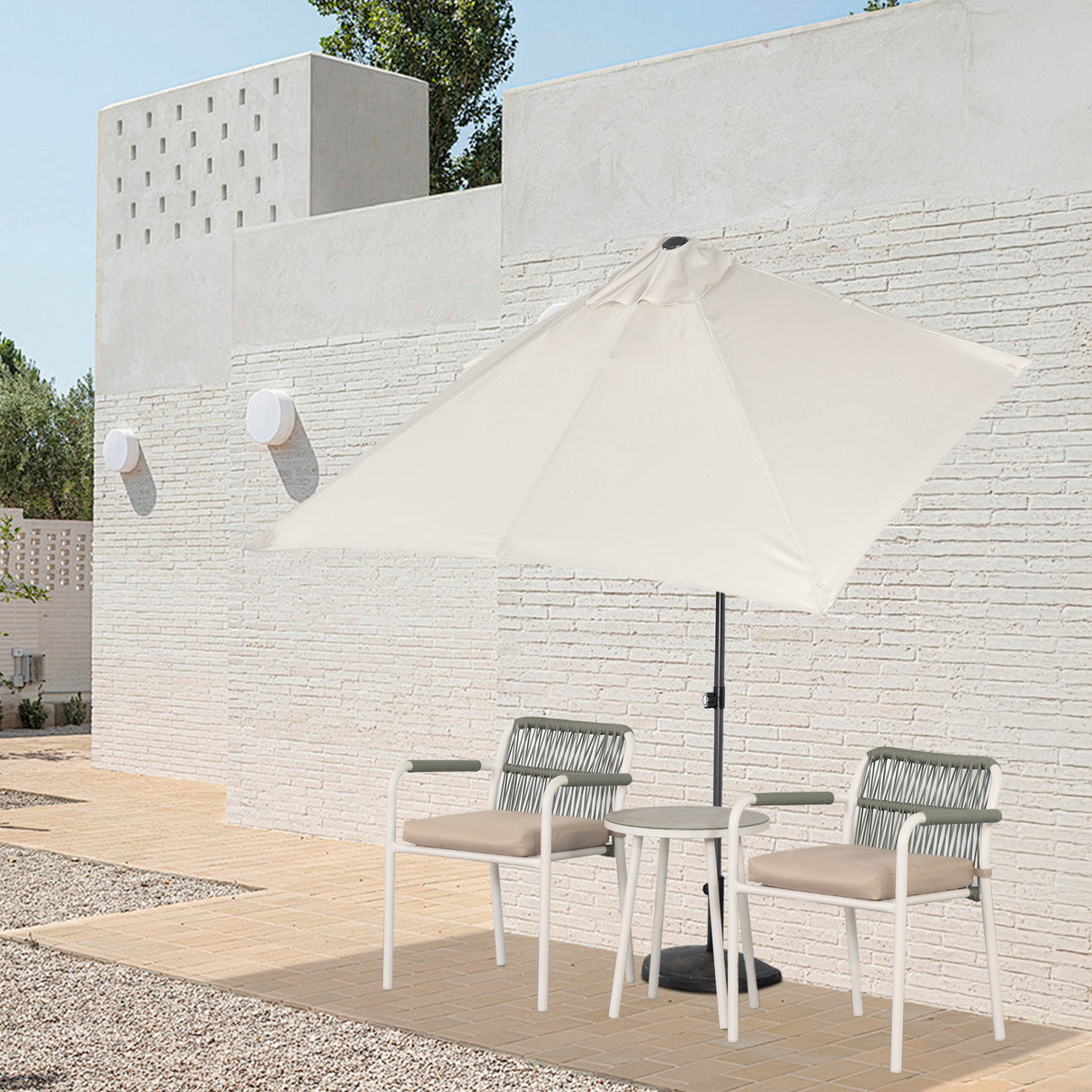 Angel Living Halbrunder Sonnenschirm 235x122cm für Balkon & Terrasse, Schwenkbar links/rechts, Aluminium-Kurbel, UV-Schutz
