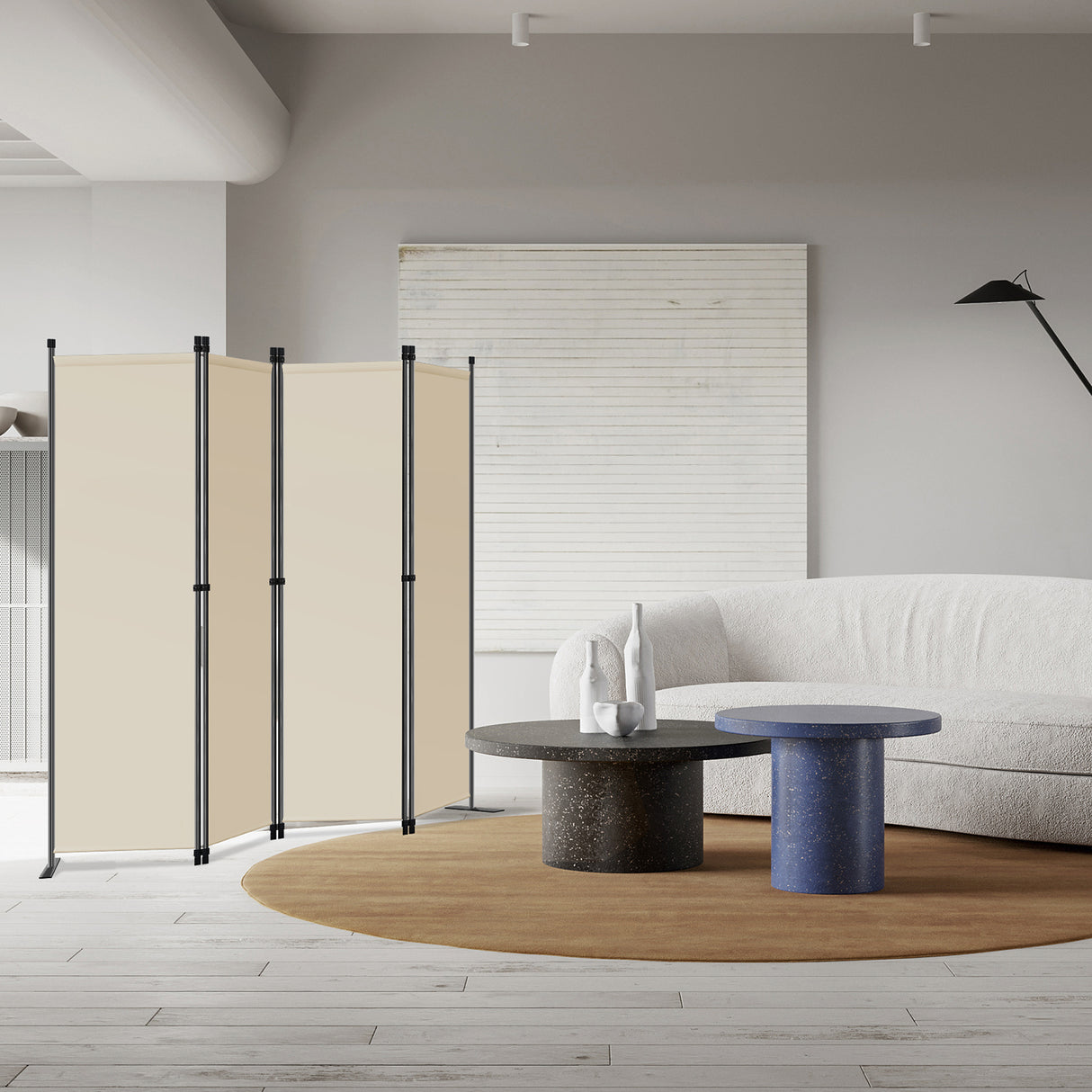 Angel Living Paravant 4pcsper écran, écran pliant Espace diviseur protection oculaire en acier et polyester