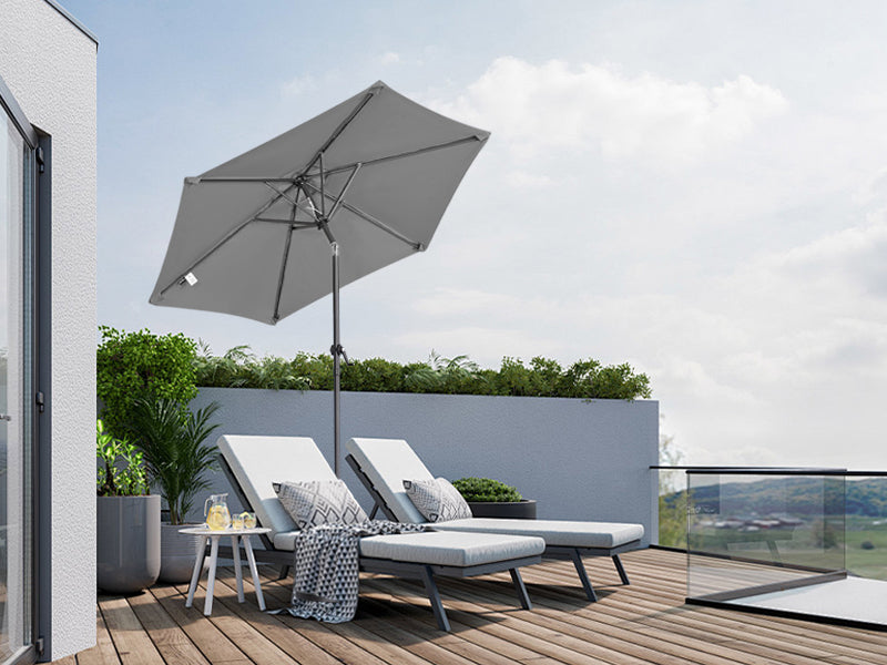 Angel Living Sonnenschirm 2M mit Kurbel und Neigbar, Gartenschirm Marktschirm Terrassenschirm Taupe Rund Sonneschirm Sonnenschutz aus Polyester UV50+