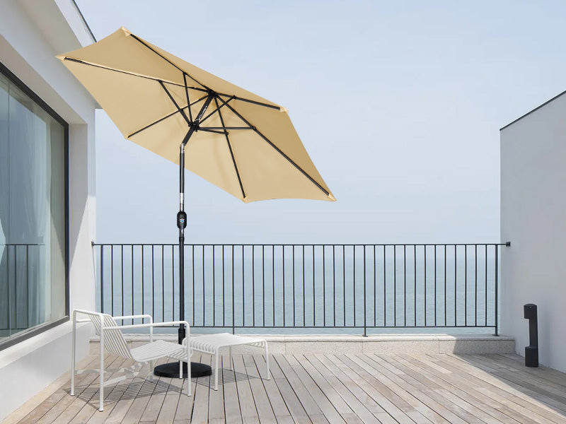 Angelo Living Parasol s 300 cm Giardino Umbrella Mercato Umbrella Umbrella Umbrella Taupe Round Sunshade Crema solare in alluminio e poliestere UV50