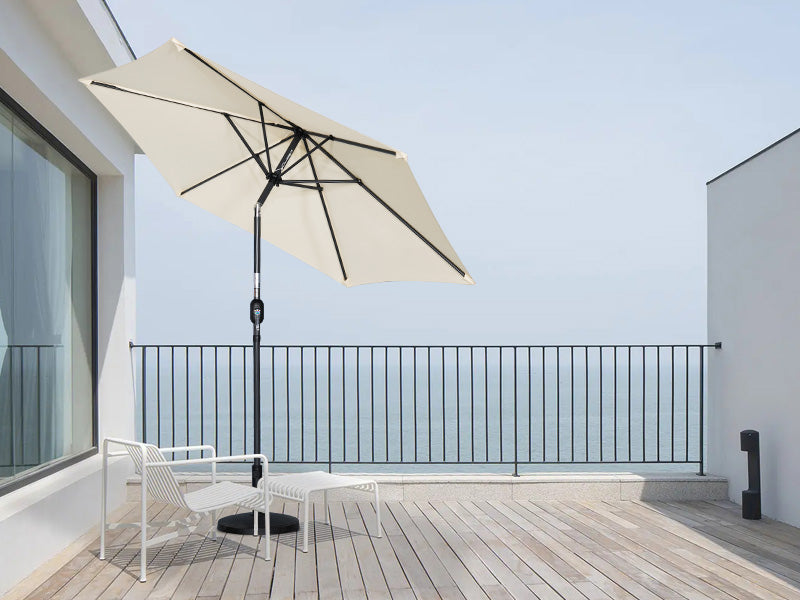 Angelo Living Parasol s 300 cm Giardino Umbrella Mercato Umbrella Umbrella Umbrella Taupe Round Sunshade Crema solare in alluminio e poliestere UV50