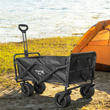 Angel Living Bollerwagen Faltbar 350L mit tragkraft bis150KG, Handwagen Klappbar, Faltbarer Campingwagen mit höhenverstellbarem Griff und hinterer Türöffnung, leicht und platzsparend, stabil