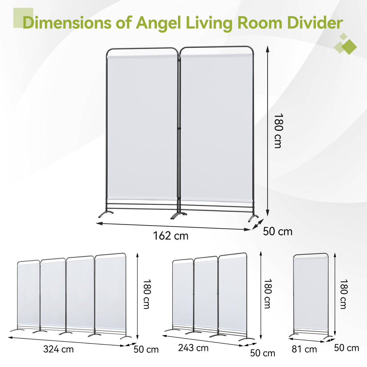 Angel Living Paravent 2 Teilig Klappbar Raumteiler für Büros, Balkon,Schlafzimmer,Außengarten, 162cm x 180cm