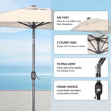Angel Living Halbrunder Sonnenschirm 235x122cm für Balkon & Terrasse, Neigt Vorwärts/Rückwärts, Aluminium-Kurbel, UV-Schutz, Ideal für Garten, Terrasse, Balkon und Außenbereich