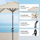 Angel Living Sonnenschirm 2.3M mit Kurbel und Neigbar, Gartenschirm Marktschirm Terrassenschirm Taupe Rund Sonneschirm Sonnenschutz aus Polyester UV50+