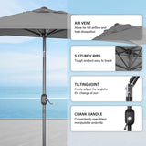 Angel Living Halbrunder Sonnenschirm 235x122cm für Balkon & Terrasse, Neigt Vorwärts/Rückwärts, Aluminium-Kurbel, UV-Schutz, Ideal für Garten, Terrasse, Balkon und Außenbereich