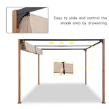 Angel Living Pergola aus einer Stahl-Aluminium-Kombination, 3 x 4 m, mit Einziehbarem Dach, Wasserdichtes Dach ohne Einfassung aus Polyester mit PU-Beschichtung, UV-beständig, für den Außenbereich: Garten, Terrasse (Cremegelb)