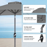 Angel Living Sonnenschirm 2.3M mit Kurbel und Neigbar, Gartenschirm Marktschirm Terrassenschirm Taupe Rund Sonneschirm Sonnenschutz aus Polyester UV50+