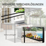 Angel Living Grillpavillon aus Aluminium und Stahl mit PC-Dach, Aluminium-Vordach mit Dunstabzugshaube, Pergola-Pavillon für den Grill mit Stauraum, 1,5 x 2,16 m
