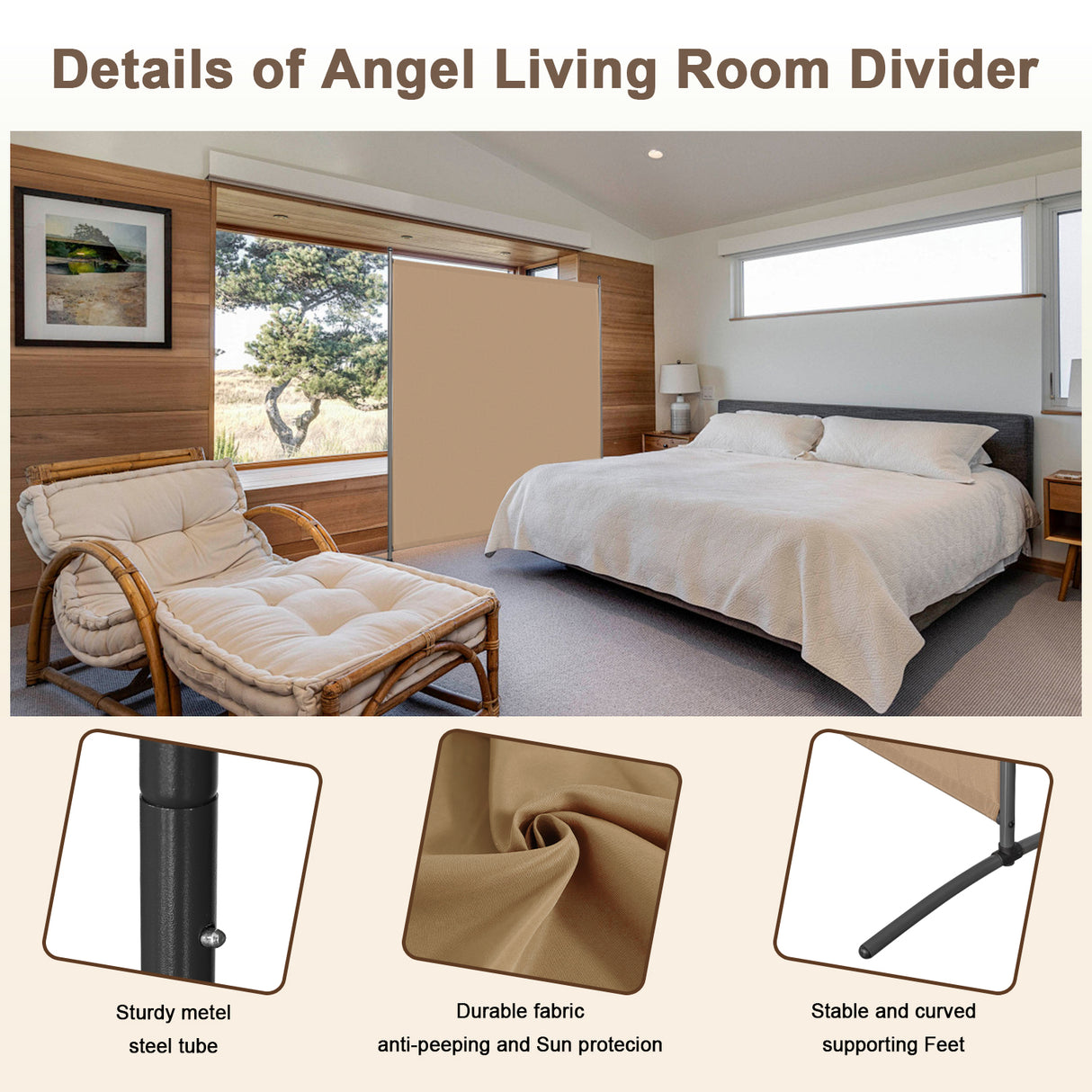 Angel Living Paravent 1 Teilig,Trennwand Raumteiler Paravent Raumteiler Innen Sichtschutz Wandschirm für Büros Balkon Schlafzimmer Außengarten, 162x180 cm