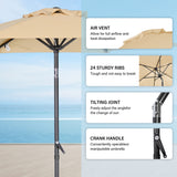 Angel Living Sonnenschirm 2M mit Kurbel und Neigbar, Gartenschirm Marktschirm Terrassenschirm Taupe Rund Sonneschirm Sonnenschutz aus Polyester UV50+