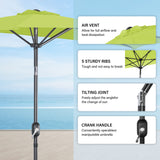Angel Living 2.7M Halber Sonnenschirm mit Kurbel und Neigbar, UV-Schutz Marktschirm für Terrasse,Poolbereich,Balkon & Garten