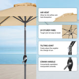 Angel Living Sonnenschirm 2.3M mit Kurbel und Neigbar, Gartenschirm Marktschirm Terrassenschirm Taupe Rund Sonneschirm Sonnenschutz aus Polyester UV50+