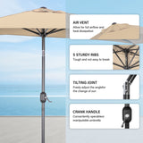 Angel Living Halbrunder Sonnenschirm 235x122cm für Balkon & Terrasse, Neigt Vorwärts/Rückwärts, Aluminium-Kurbel, UV-Schutz, Ideal für Garten, Terrasse, Balkon und Außenbereich