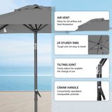 Angel Living Sonnenschirm 2M mit Kurbel und Neigbar, Gartenschirm Marktschirm Terrassenschirm Taupe Rund Sonneschirm Sonnenschutz aus Polyester UV50+