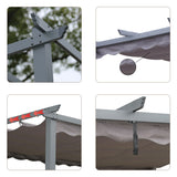 Pergola aus Aluminium in anthrazit, Dachrohre aus Stahl, Verstellbares Dach aus Polyester