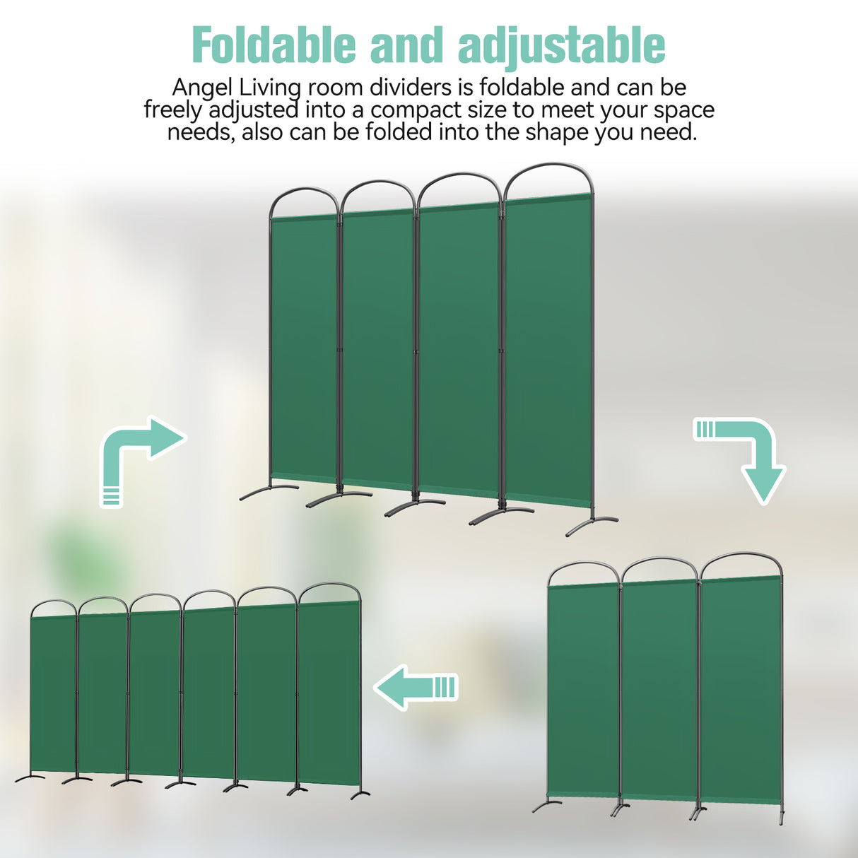 Angel Living Paravent 4tlg 225X185CM Bogenparavent Sichtschutz Raumteiler