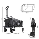 Angel Living Bollerwagen Faltbar 200L mit Tragkraft bis 100KG, Handwagen Klappbar, Faltbarer Campingwagen mit Höhenverstellbarem Griff, Leicht und Platzsparend, Stabil, 600D Oxford-Gewebe, Schwarz