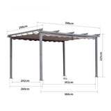Pergola aus Aluminium in anthrazit, Dachrohre aus Stahl, Verstellbares Dach aus Polyester