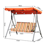 Hollywoodschaukel Gartenschaukel 3 Sitzer mit Sonnenschutz 173x110x151cm