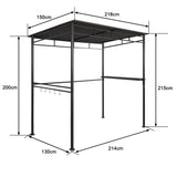 Angel Living Grillpavillon 218x150x215cm, Winddicht mit Seitenregalen Gartenpavillon Regalen Gartenlauben mit UV-Schutz, BBQ Pavillon aus Stahl, Gartenzelt Grillzelt für Party BBQ Grau