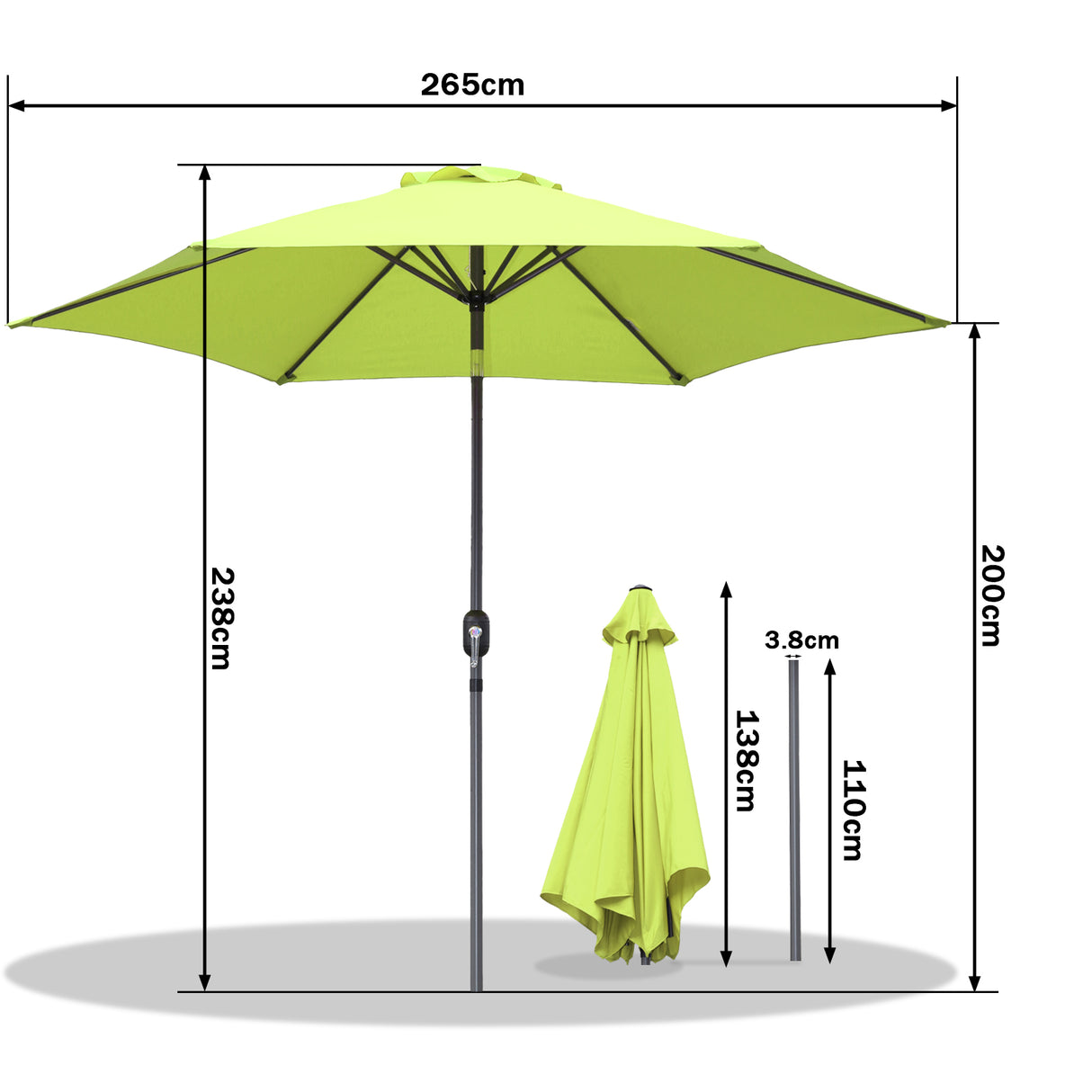 Angel Living Sonnenschirm Ø 270 cm Gartenschirm Marktschirm Terrassenschirm Taupe Rund Sonneschirm Sonnenschutz aus aus Metall, Stahl und Polyester UV50+