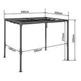 Angel Living Pergola aus einer Stahl-Aluminium-Kombination, 3 x 2 m, mit einziehbarem Dach, wasserdichtes Dach ohne Einfassung aus Polyester mit PU-Beschichtung, UV-beständig, für den Außenbereich: Garten, Terrasse