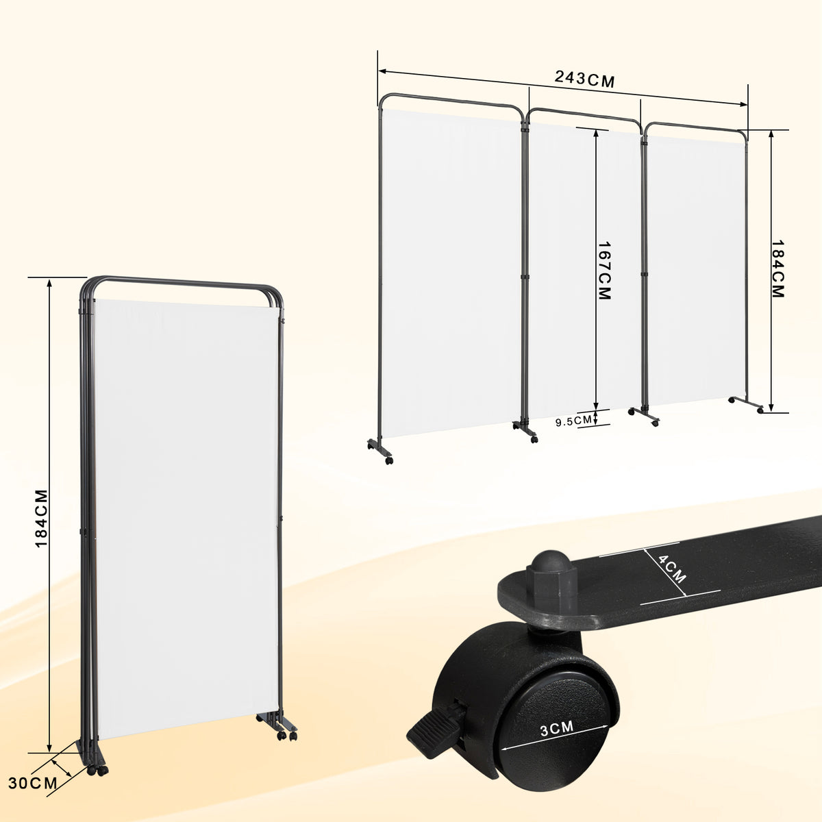 Angel Living Paravent 3 Teilig 243x184 cm, Faltbare Trennwand Spanische Wand Raumteiler, Dekorativer Paravent als Raumtrenner für Wohnzimmer Büro Balkon