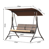 Gartenschaukel 159T, mit braunem Dach und gewebtem Rattanstuhl, 170x110x153cm (3 Sitze)