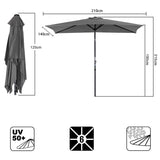 Angel Living 210 × 140 cm Sonnenschirm Balkonschirm Kurbelschirm Marktschirm Gartenschirm Kippbarer Gartenschirm Sonnenschutz UV 50+ Rechteckig
